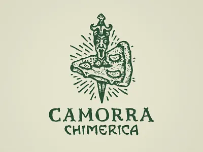 Camorra Chimerica art nouveau beer camorra chimera dotwork gargoyle knife logo mafia pizza tattoo