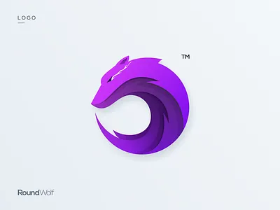 RoundWolf Logo design animal brand branding colorful design identity illustration logo purple round simple ui vector wild wolf