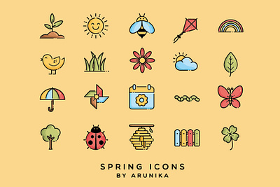 Spring Season Icons by ARUNIKA design icon portfolio season spring vector weather