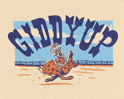 Giddyup! cowboy giddy-up illustration jackrabit rodeo west westren
