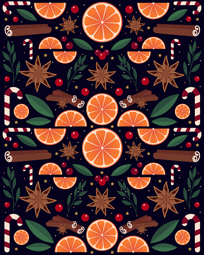 Christmas Time adobe allover artwork christmas party creation drawing flat design graphic design graphicdesigner illustration illustrator motif noel orange party pattern wallpaper