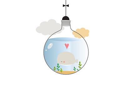 pet whale bulb cloud heart illustration love pet plant vector whale