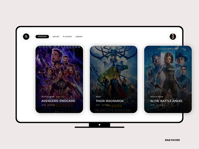 TV App daily ui 025 dailyui movies search smart tv trending tv app tv shows uiux