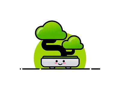 Bonsai 2d bonsai design flat illustration illustrator japan japanese mobile app naninani plant pot tree ui vector