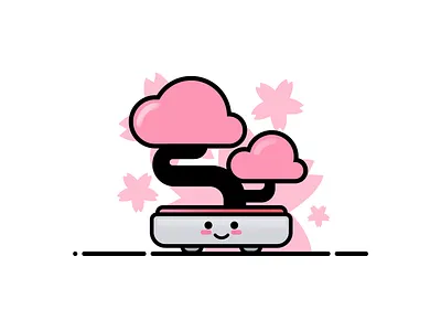 Bonsai Sakura 2d bonsai design flat illustration illustrator japan japanese mobile app naninani plant pot sakura tree ui vector