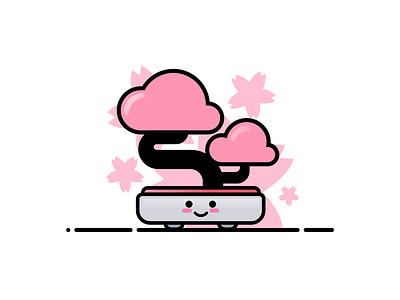 Bonsai Sakura 2d bonsai design flat illustration illustrator japan japanese mobile app naninani plant pot sakura tree ui vector