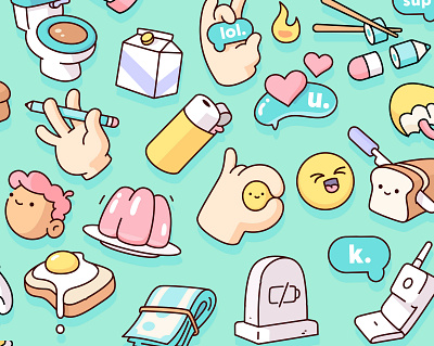 Snapchat - Sticker Pack bubble cute food heart icons illustraion illustration jello kighter objects set toilet