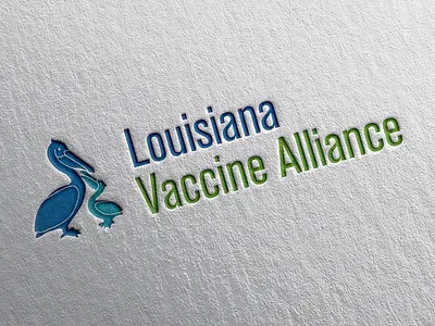 Louisiana Vaccine Alliance Logo baton rouge blue branding design dezinsinteractive graphic design green illustration logo logo design louisiana pelican pelicans vector