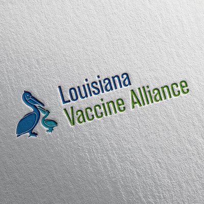 Louisiana Vaccine Alliance Logo baton rouge blue branding design dezinsinteractive graphic design green illustration logo logo design louisiana pelican pelicans vector