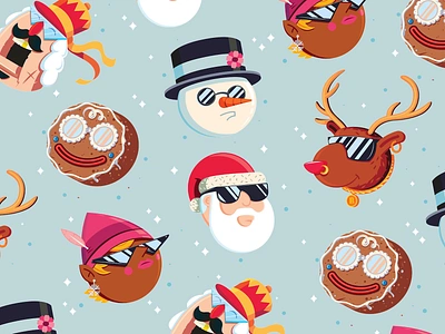 The Creative Pain x StickerApp collab ballin bling boss elf christmas deer frosty gifs gingerbread man illustration illustrator jingle ballers santa sticker app stickers the creative pain vector