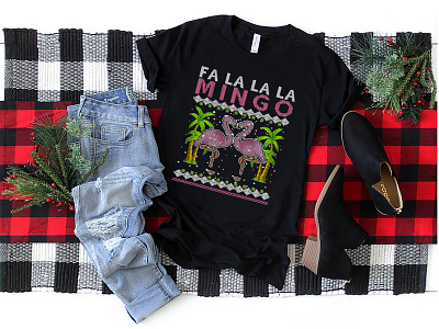 Christmas Flamingo 🦩 T-Shirt awesomet shirt christmas2019 christmasparty christmastypography flamingo happyholidays merrychristmas pink flamingo tistheseason typography uglysweater