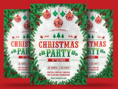Christmas Party Flyer celebration christmas christmas bash christmas festival christmas flyer christmas night christmas party club event festival flyer holiday invitation merry christmas new year new year flyer new year party new year poster party poster