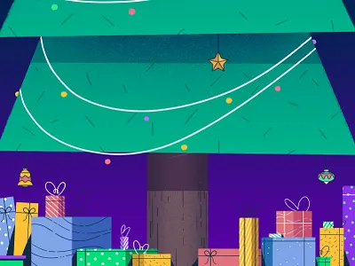 Christmas gifts for Infinity (w.i.p.) box christmas decoration gifts illustraion lights ribbons tree xmas