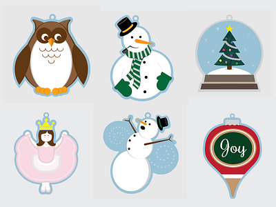 Felt Ornament Illustrations christmas design holiday illustration vector