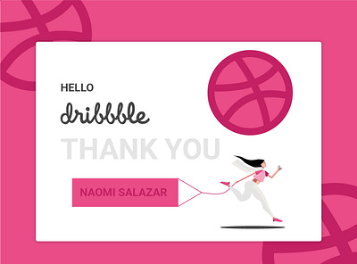 Hello Dribbble design dribbble girl hair hello hello dribbble illustration naomi pink salazar thank you thanks vector