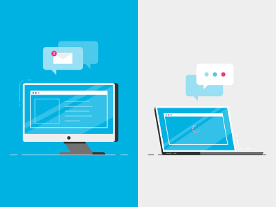 Computers blue browser chat computer computers email illustration illustrator laptop load message monitor ui ux window