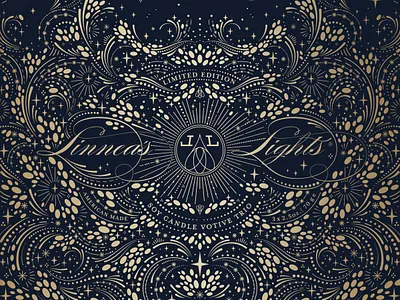 Linnea's Lights Packaging candle geometric geometric art gold illustration intricate ornate packaging pattern surface design typography