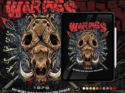 WARPIGS artwork bandmerch darkart design drawing dribbble dribbble best shot gajahnakal illustration merchandise shot skull tshirt design