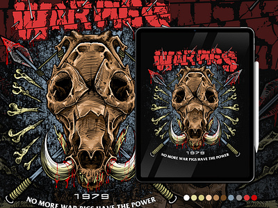 WARPIGS artwork bandmerch darkart design drawing dribbble dribbble best shot gajahnakal illustration merchandise shot skull tshirt design