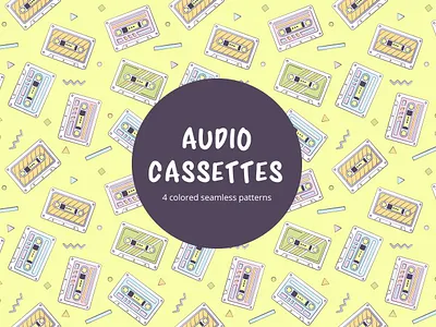Audio Cassettes Vector Seamless Pattern graphics pattern typography vector