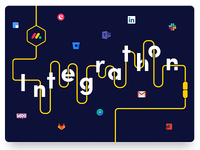 Poster for our Integrations Hackathon bitbucket clearbit copper facebook ads fun gitlab gmail hackathon integration integrations linkedin microsoft teams rnd slack todoist typography art typography poster woocommers