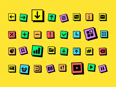 Neubrutalism Icons Set brutal design download figma fresh gumroad icon iconpack icons iconset legend modern neubrutalism shapes sketch solid style ui vector