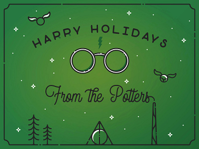 Infogravy | Potter Holiday Card custom icon design dribbbleweeklywarmup flat flat design harrypotter icon icons illustration line art outline vector