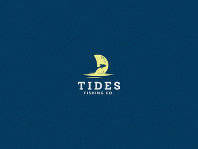 Tides Fishing Logo - USA blue brand identity branding clean clever company logo design fish fish logo flat flatdesign jump logo minimal moon negative space night professional logo tide vector