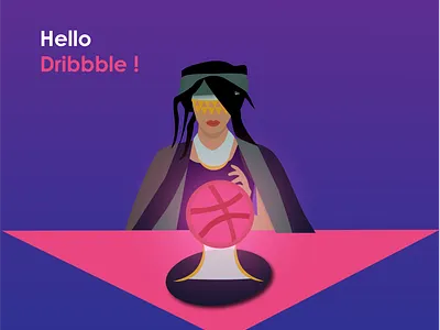 Hello Dribbble design dribbble gypsy hello hello dribble illustration pink purple