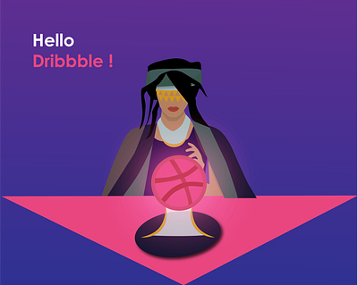 Hello Dribbble design dribbble gypsy hello hello dribble illustration pink purple