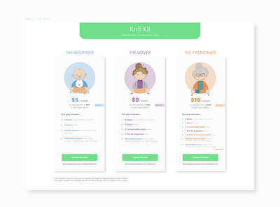 DAILY UI #030 | Pricing 030 daily 100 challenge daily ui 030 dailyui dailyuichallenge illustration knitting pricing pricing page pricing plans subscription subscription box ui ui design uidesign uiux uiuxdesigner vector