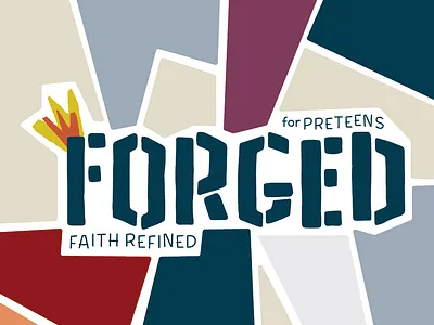 Forged: Faith Refined biblestudy colorblock cover cover design curriculum design fire forge kids