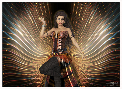Electric Peacock 3D Rendering 3d art 3d artist 3d render 3d rendering 3d4u2c cg electric light peacock performer realistic 3d renderhub renders showgirl