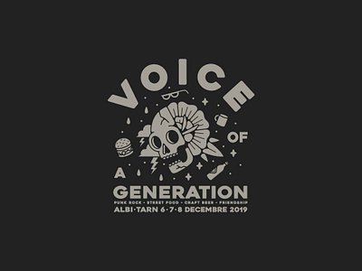 Voice Of a Generation artwork beers black branding design event communication festival flowers grey icon illustration illustrator logo poster poster design skull tattoo design typography vector voice