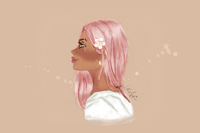 Digital Art Character Design: Woman with Pink Hair adobe illustrator art character design digital art flat design girl illustration pink