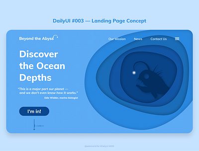 DailyUI #003 003 daily 100 challenge dailyui design figma landing page ocean ui ux website