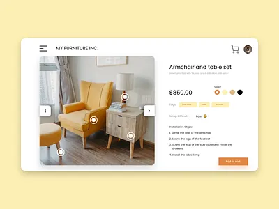 Furniture Web Application adobe xd adobexd design ecommerce furniture furniture store furniture website hover effect minimal ui ux web design