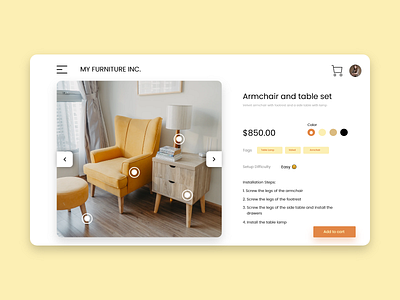 Furniture Web Application adobe xd adobexd design ecommerce furniture furniture store furniture website hover effect minimal ui ux web design