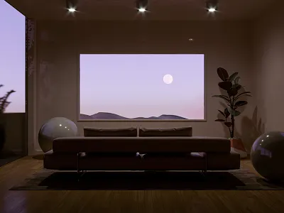 peaceful. 3d 3dart abstract building buildings cgi colorful digitalart geometry illustration moon mountain night reflection render sky