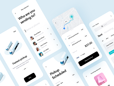 Shipment UI map app delivery demand flow interface ios map mobile onboarding shipment tracking ui ux