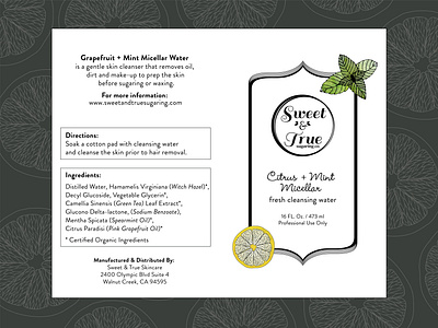 Citrus Mint Micellar beauty branding design illustration label typography vector