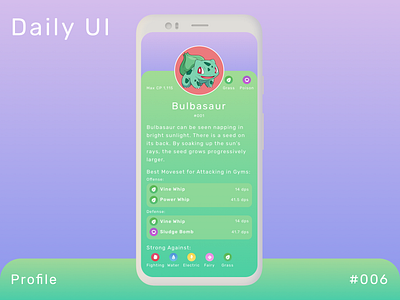 Daily UI 006 - Profile 006 100daychallenge androidapp daily ui 006 dailyui dailyuichallenge mobile app mobile design mobile ui pokemongo pokémon profile user profile