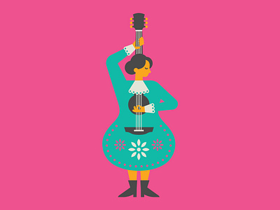 American Mariachi Concept Art body female figure guitar mariachi mexican mexico music musical musician papel picado play theater theatre woman