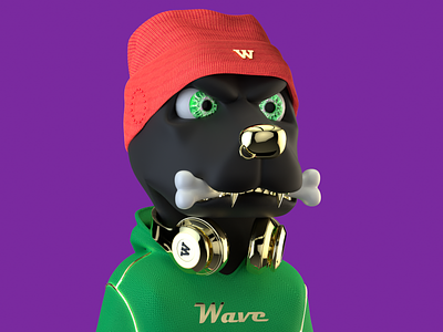 DJ dog with bone 3d 3d art 3d character metaverse nft nft art nft chacacter nft collection