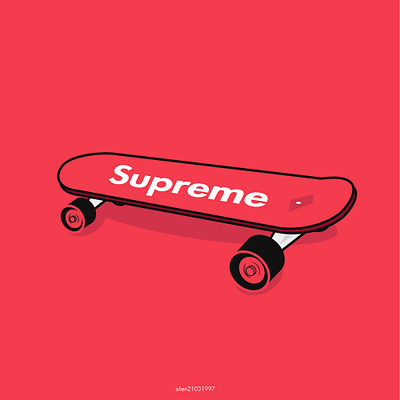 supreme skates benin design illustration isometric design nigerian red skateboard supreme vector