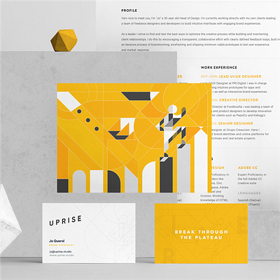 Uprise Stationery black brand design brand identity branding design geometric identity identity design identitydesign illustration print stationery tangram vector white yellow