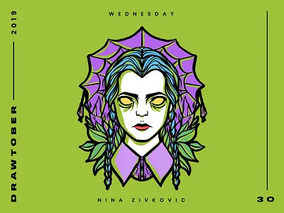 Drawtober: 30 of 31 – Wednesday adams family crushtober daily sketch drawlloween drawtober dungeon degenerates illustration inktober monster monster drawing club occult procreate sketch wednesday