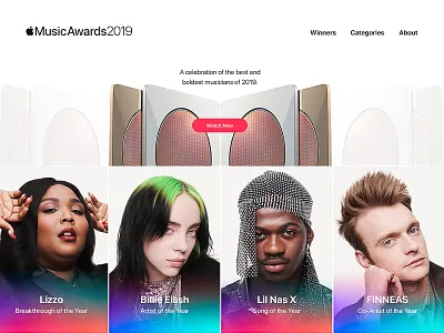 Apple Music Awards 2019 UI Design apple art direction award clean creative design interface layout music ui ux visual web