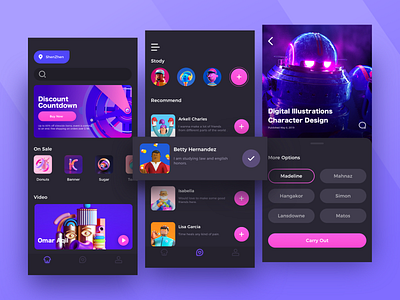 Language Social design mobile notifications purple radesign rdd social ui ux vector young