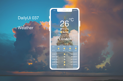 DailyUI 037 Weather daily 100 challenge dailyui037 dailyui37 dailyuichallenge london mobile mobile app weather weather app